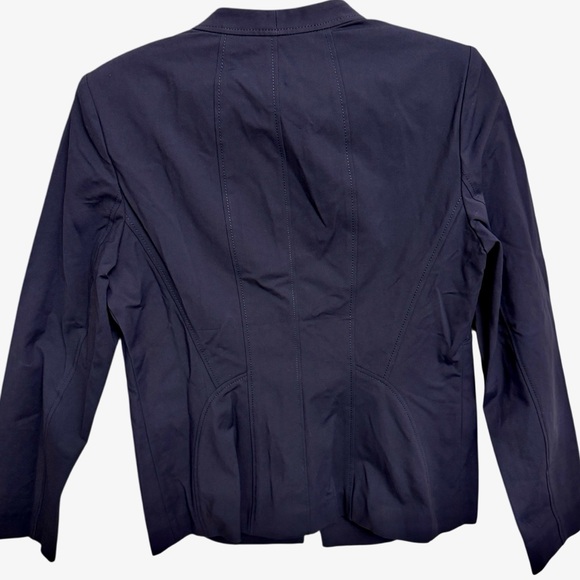 Lafayette 148 Bi-Stretch Cotton Fundamental Zip Front Jacket Size 8 Navy Career - Picture 3 of 8